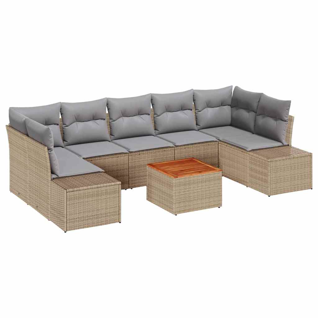 Conjunto de sofás de jardín 8 pcs Beige ratán sintético