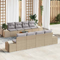 Conjunto de sofás de jardín 9 pcs Beige ratán sintético