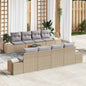 Conjunto de sofás de jardín 9 pcs Beige ratán sintético