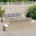 Conjunto de sofás de jardín 9 pcs Beige ratán sintético