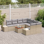 Conjunto de sofás de jardín 9 pcs Beige ratán sintético