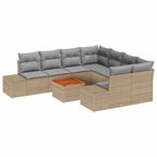 Conjunto de sofás de jardín 9 pcs Beige ratán sintético