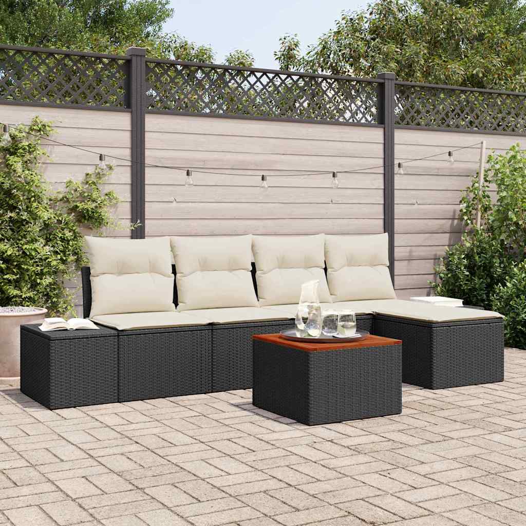 Conjunto de sofás de jardín 6 pcs Beige ratán sintético