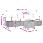 Conjunto de sofás de jardín 6 pcs Beige ratán sintético