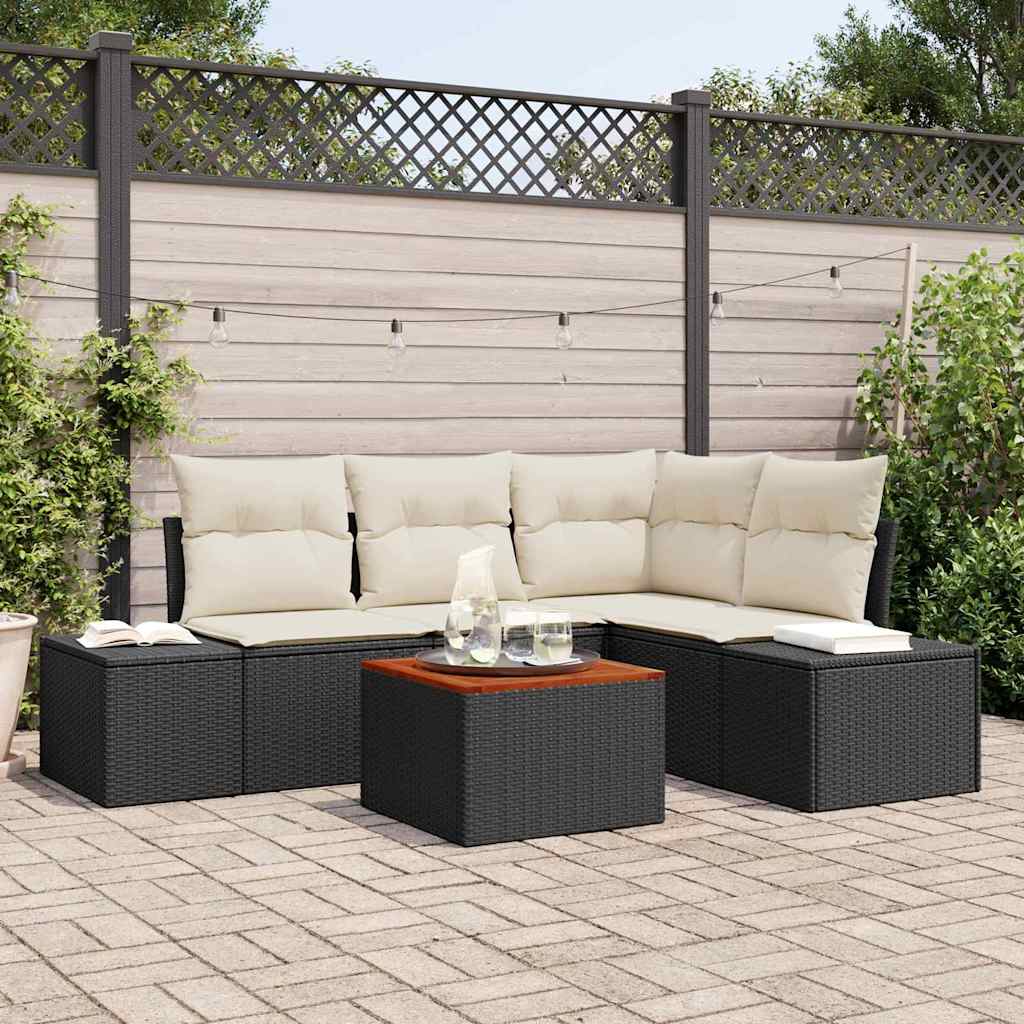 Conjunto de sofás de jardín 5 pcs Beige ratán sintético
