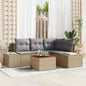 Conjunto de sofás de jardim 5 peças Bege vime sintético