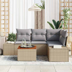 Conjunto de sofás de jardín 5 pcs Beige ratán sintético