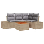 Conjunto de sofás de jardín 5 pcs Beige ratán sintético