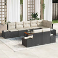Conjunto de sofás de jardín 9 pcs Negro ratán sintético