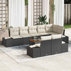 Conjunto de sofás de jardín 9 pcs Negro ratán sintético