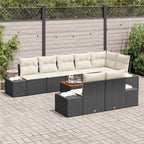 Conjunto de sofás de jardín 9 pcs Negro ratán sintético