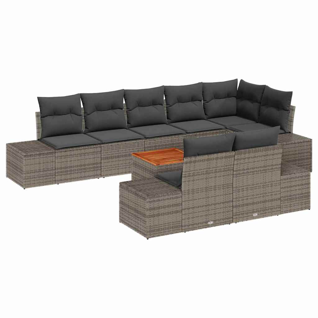 Conjunto de sofás de jardín 9 pcs Gris ratán sintético