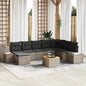 Conjunto de sofás de jardim 9 pcs Vime sintético Bege