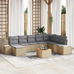 Conjunto de sofás de jardín 9 pcs Beige ratán sintético