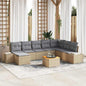 Conjunto de sofás de jardim 9 pcs Vime sintético Bege