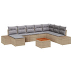 Conjunto de sofás de jardín 9 pcs Beige ratán sintético