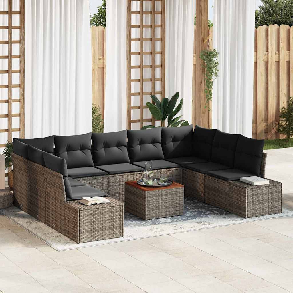 Conjunto de sofás de jardín 10 pcs Beige ratán sintético