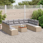 Conjunto de sofás de jardín 10 pcs Beige ratán sintético