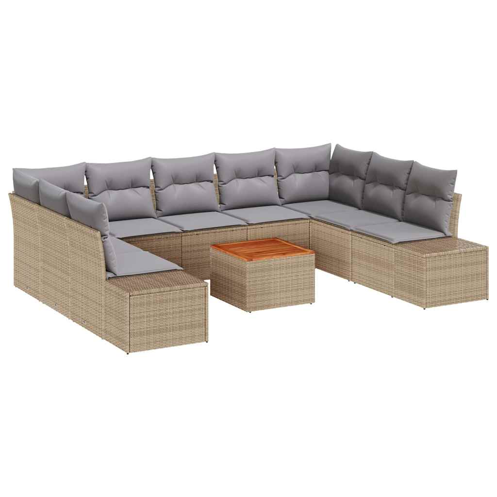 Conjunto de sofás de jardín 10 pcs Beige ratán sintético