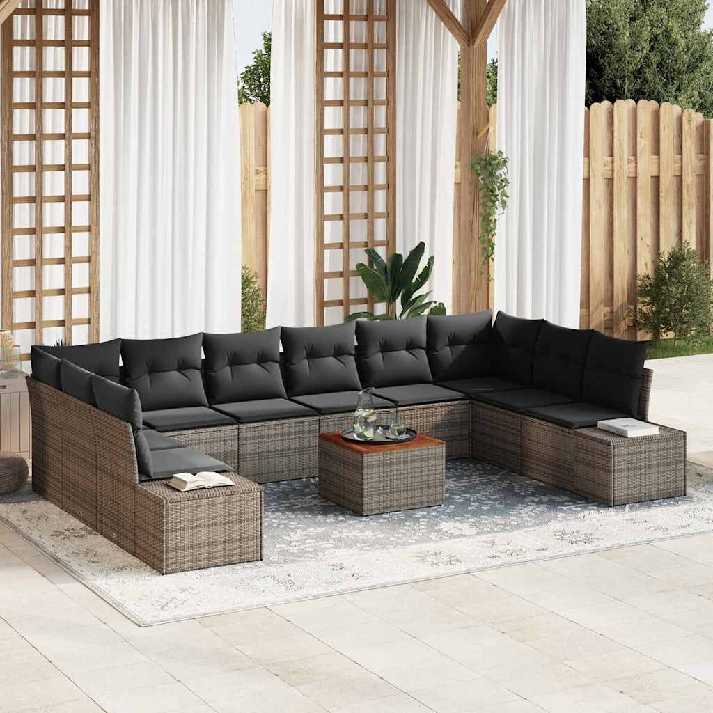 Conjunto de sofás de jardín 11 pcs Beige ratán sintético