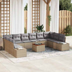 Conjunto de sofás de jardín 11 pcs Beige ratán sintético