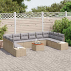 Conjunto de sofás de jardín 11 pcs Beige ratán sintético