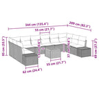 Conjunto de sofás de jardín 11 pcs Beige ratán sintético