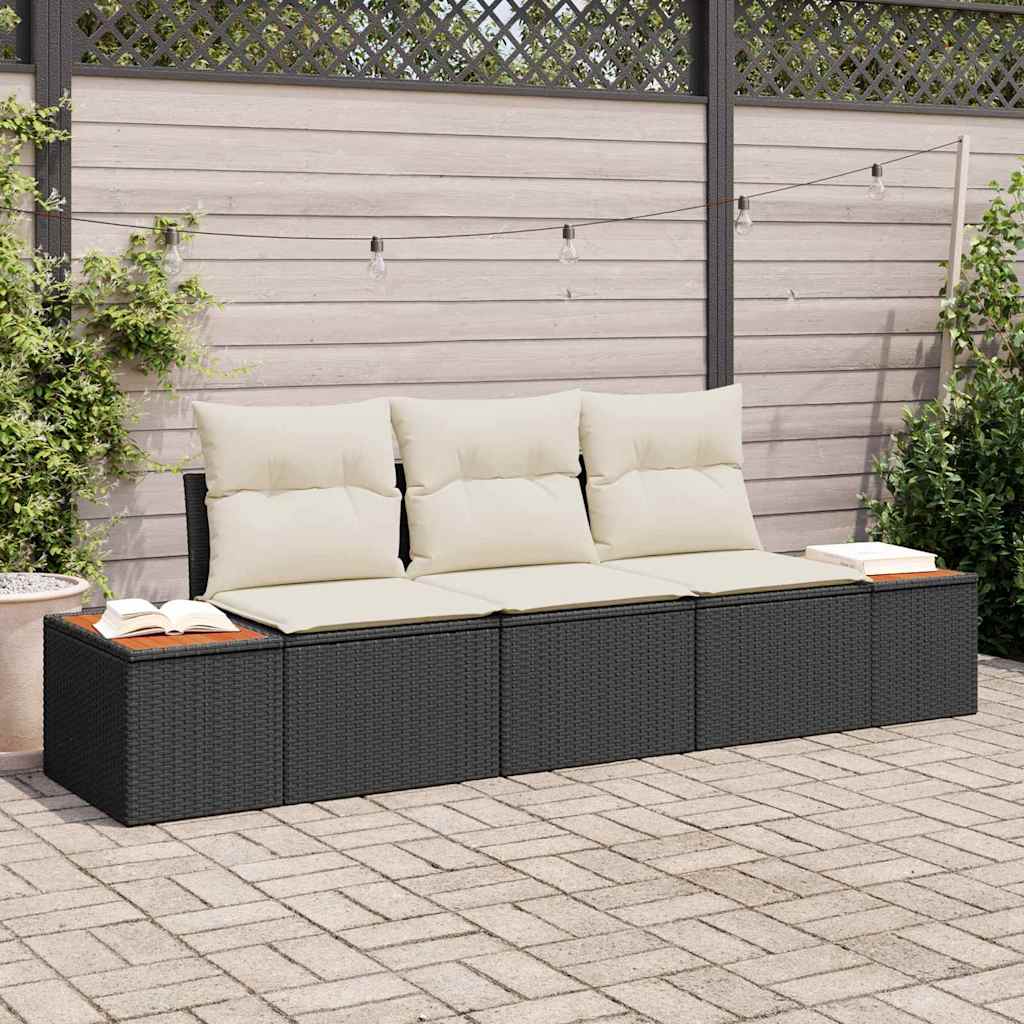 Conjunto de sofá de jardín 3 pcs Beige ratán sintético