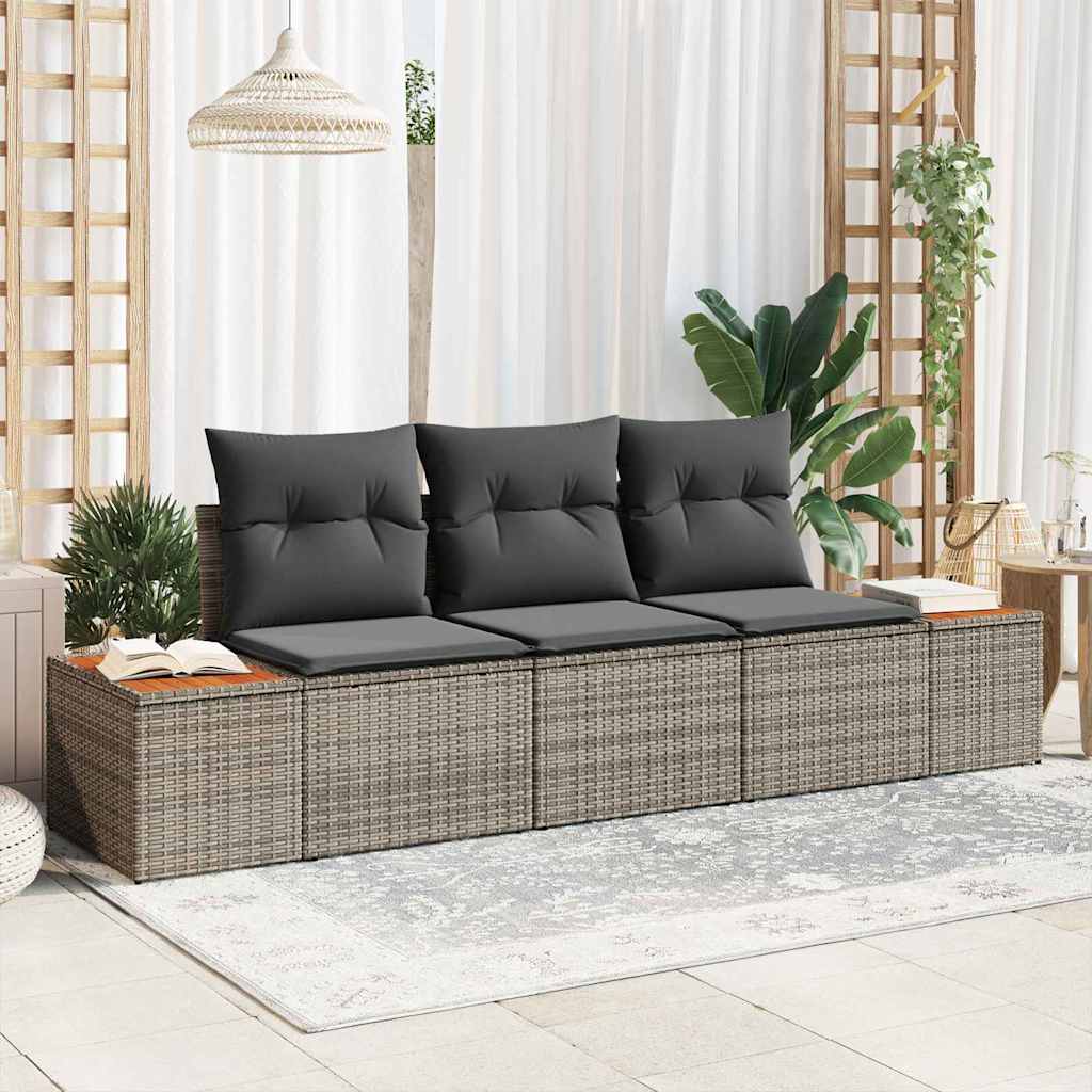 Conjunto de sofá de jardín 3 pcs Beige ratán sintético