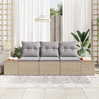 Conjunto de sofá de jardín 3 pcs Beige ratán sintético