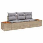Conjunto de sofá de jardín 3 pcs Beige ratán sintético