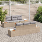 Conjunto de sofás de jardín con cojín 7 pcs Beige Poliratán