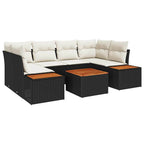 Conjunto de sofás de jardín con cojín 6 pcs Negro Poliratán