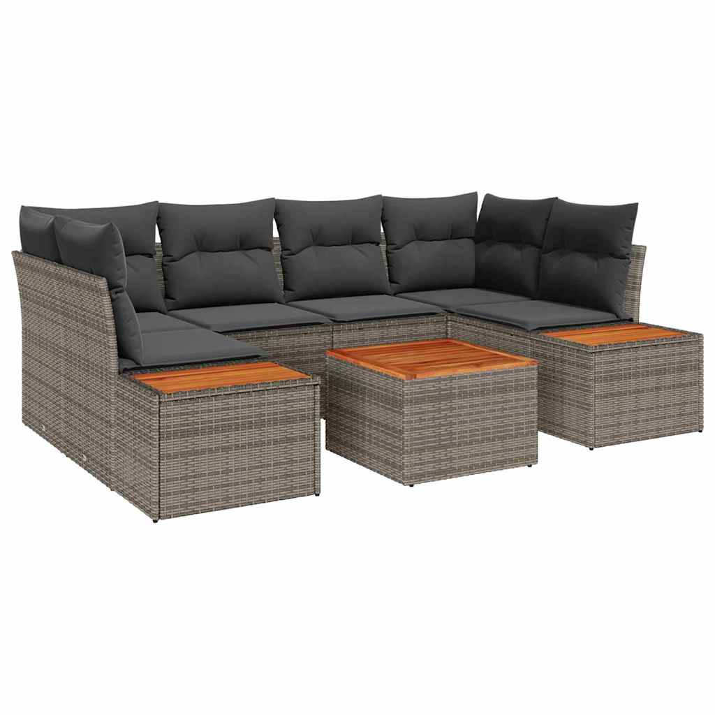 Conjunto de sofás de jardín con cojín 6 pcs Gris Poliratán