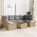 Conjunto de sofás de jardín con cojín 6 pcs Beige Poliratán