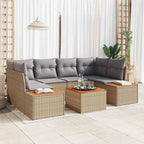 Conjunto de sofás de jardín con cojín 6 pcs Beige Poliratán