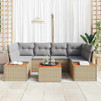 Conjunto de sofás de jardín con cojín 6 pcs Beige Poliratán
