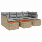 Conjunto de sofás de jardín con cojín 6 pcs Beige Poliratán
