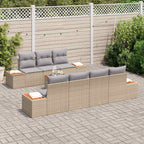 Conjunto de sofás de jardín con cojín 8 pcs Beige Poliratán