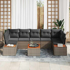 Conjunto de sofás de jardín con cojín 8 pcs Gris Poliratán