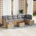 Conjunto de sofás de jardín con cojín 8 pcs Beige Poliratán
