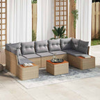 Conjunto de sofás de jardín con cojín 8 pcs Beige Poliratán