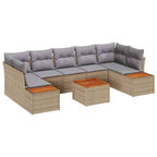 Conjunto de sofás de jardín con cojín 8 pcs Beige Poliratán