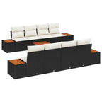 Conjunto de sofás de jardín con cojín 9 pcs Negro Poliratán