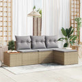 Conjunto de sofá de jardín 4 pcs Beige ratán sintético