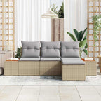 Conjunto de sofá de jardín 4 pcs Beige ratán sintético