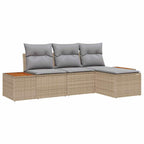 Conjunto de sofá de jardín 4 pcs Beige ratán sintético