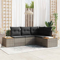 Conjunto de sofás de jardín con cojín 5 pcs Beige Poliratán