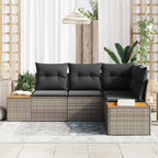 Conjunto de sofás de jardín con cojín 5 pcs Beige Poliratán