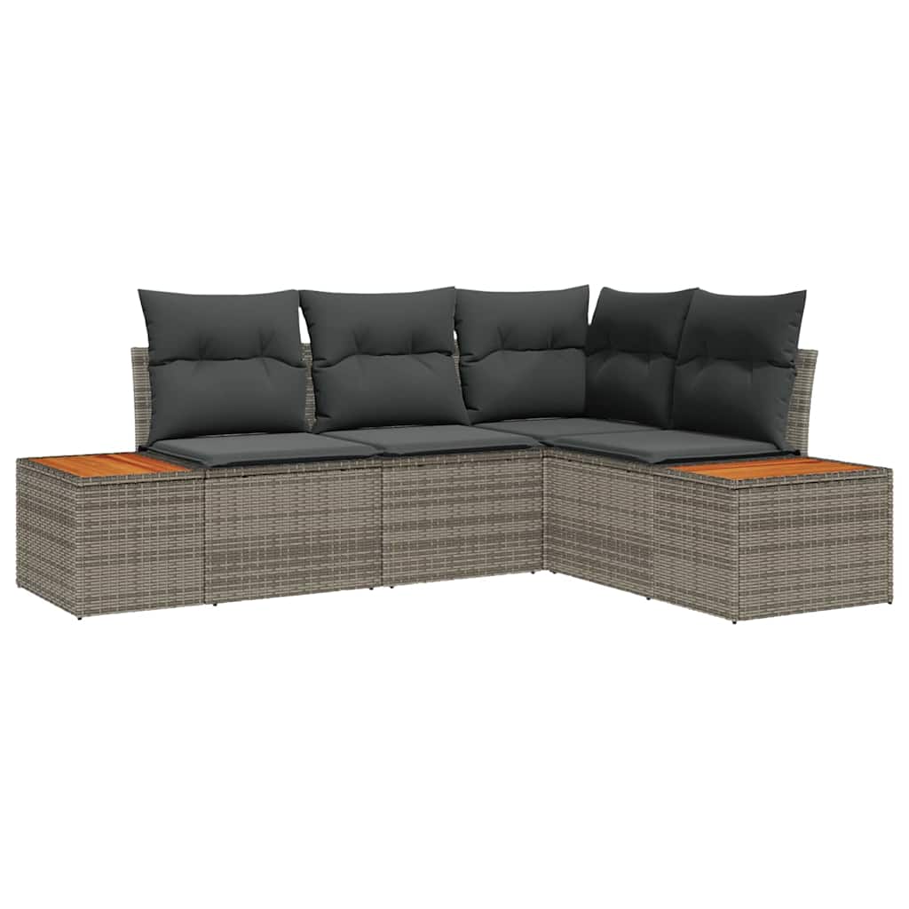 Conjunto de sofás de jardín con cojín 5 pcs Beige Poliratán